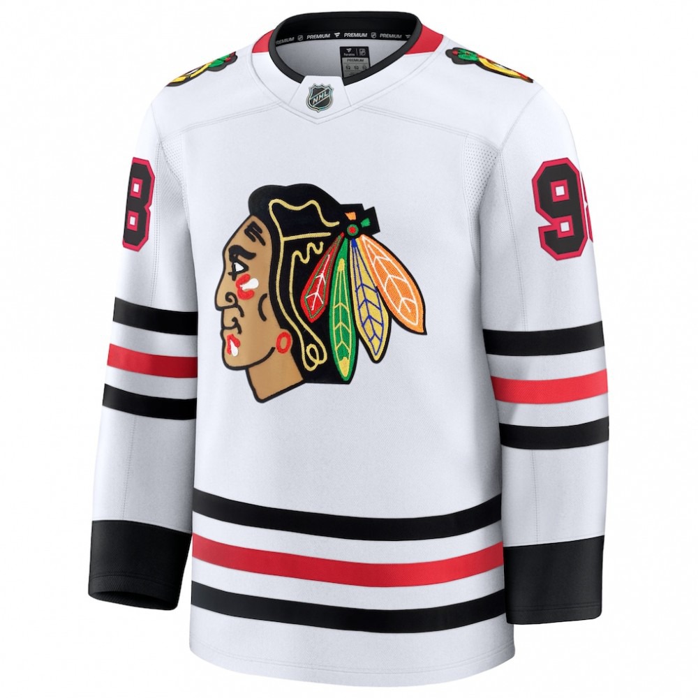 Connor Bedard Chicago Blackhawks Away Premium Jersey - White-Pro Kit Vault | Brand New 26/27 Sports Jerseys